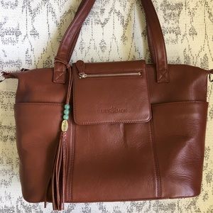 Lily Jade Madeline in Brandy and Silver Diaper Bag